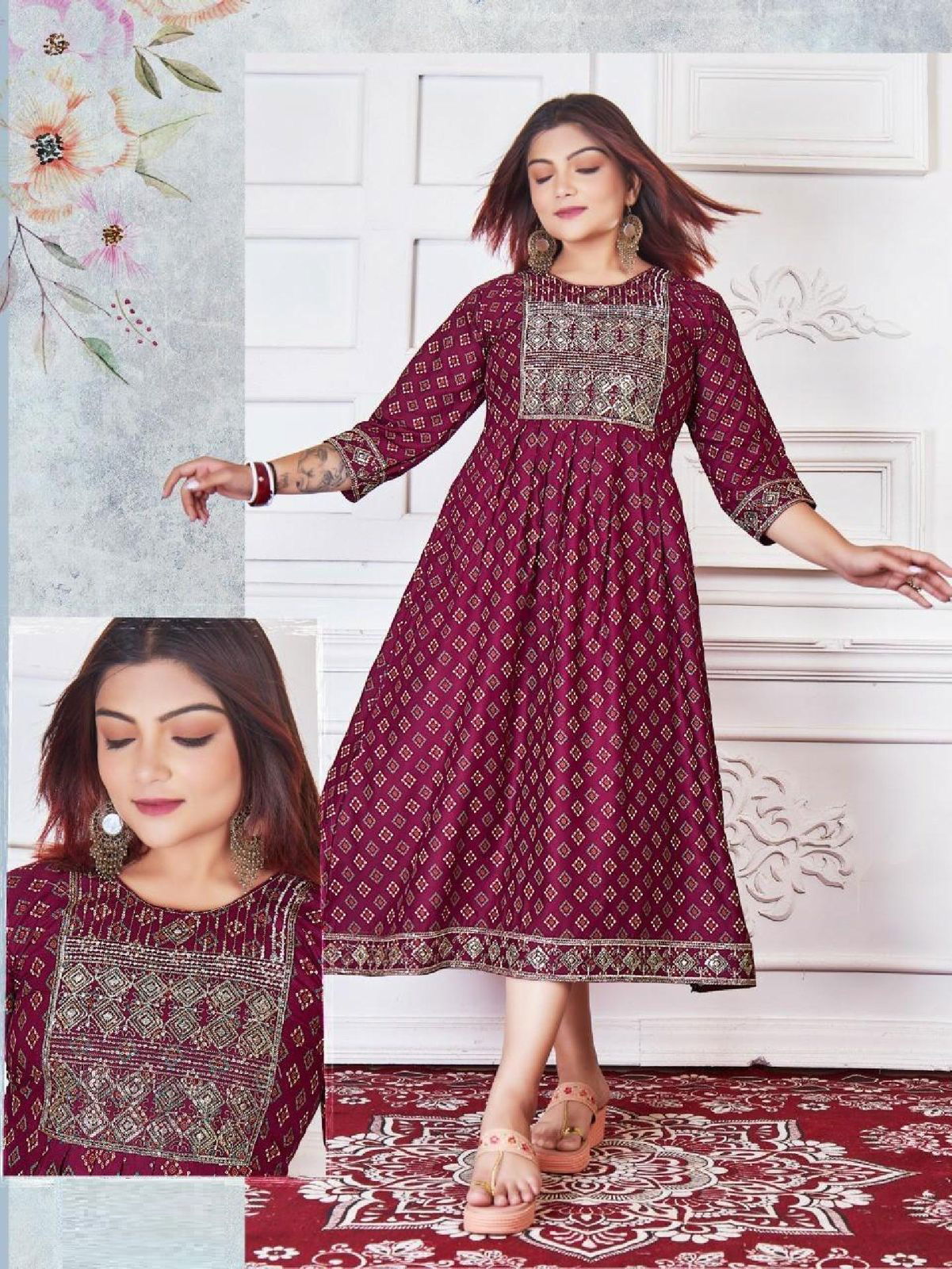 Beauty Flea 1 Rayon Printed Wholesale Long Anarkali Kurti Collection